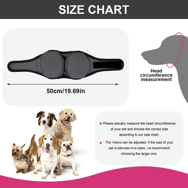 GXGM Pack of 1 Grey Dog Ear Protection, Suitable for Summer Swimming Waterproof Earmuffs Dog, Emotional Soothing Headgear for Dogs, with Adjustable Self-Adhesive Tape, Pet Accessories (M)