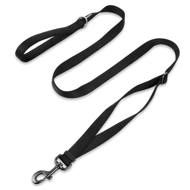 Hyhug Nylon Adjustable 4-6ft Dog Leash with Soft Neoprene Padded Handle, Durable Heavy Duty Leash with Easy-to-Use Bolt Snap, Ideal for Jogging Outdoor Small Adjustable 6 Feet Obsidian Black - PawsPlanet Australia