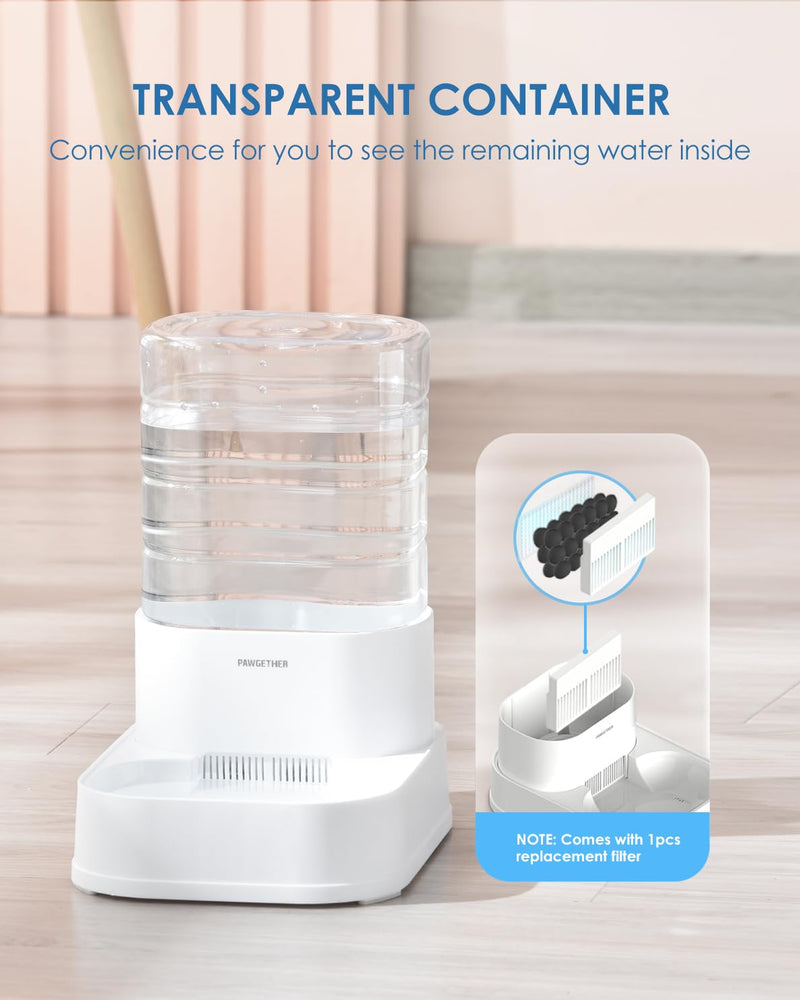 PAWGETHER® Gravity Automatic Pet Water Dispenser with 1 Filter for Cats and Small Dogs 1 Gallon/3.5L Auto Pet Waterer Dog Water Dispenser, Easy to Fill 3.5L 3. Waterer - PawsPlanet Australia