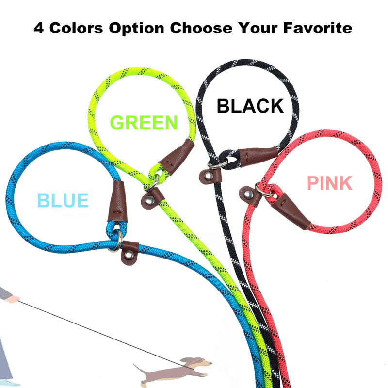 7 FT Slip Lead Dog Leash for Small Dogs, No Pull Puppy Training Lead, Lightweight Sturdy Pet Slip Rope Leash, Black 1/4'' x 7 FT - PawsPlanet Australia