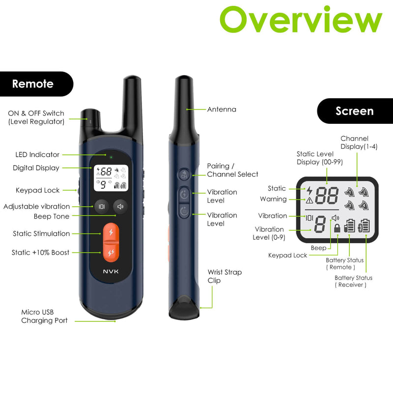 NVK Dog Training Remote, Single Multifunction Remote Without Collar for Small Medium Large Dogs - PawsPlanet Australia