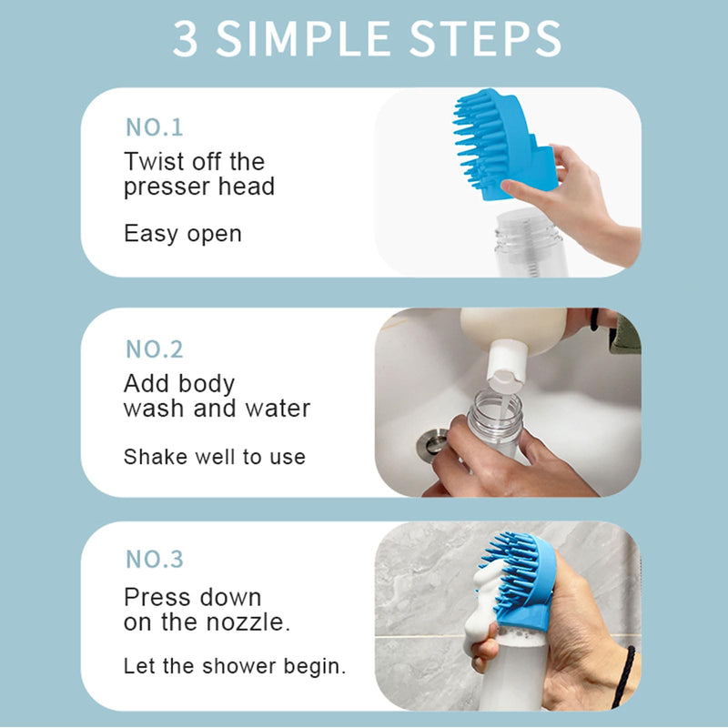 (6 Pcs) ELEGX Pet Grooming Bath Massage Brush with Soap and Shampoo Dispenser Soft Silicone Bristle for Long Short Haired Dogs Cats Shower (Deep blue kit) Deep blue kit - PawsPlanet Australia