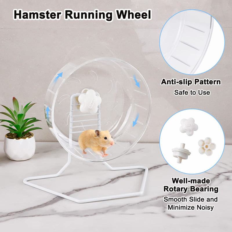 6.7inch Hamster Exercise Wheel, FHDUSRYO Transparent Hamster Running Wheel with Metal Stand, Silent Spinner Hamster Wheel, Pet Running Toy Cage Accessory for Small Animals, Mice Rat, Hedgehog - PawsPlanet Australia