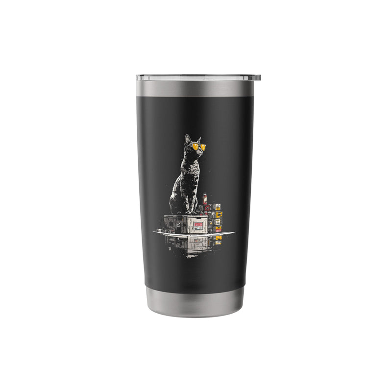 Cat Lover Pet Sunglasses Animal Artwork Cool Funny Stainless Steel Insulated Tumbler Black 20 Ounces - PawsPlanet Australia