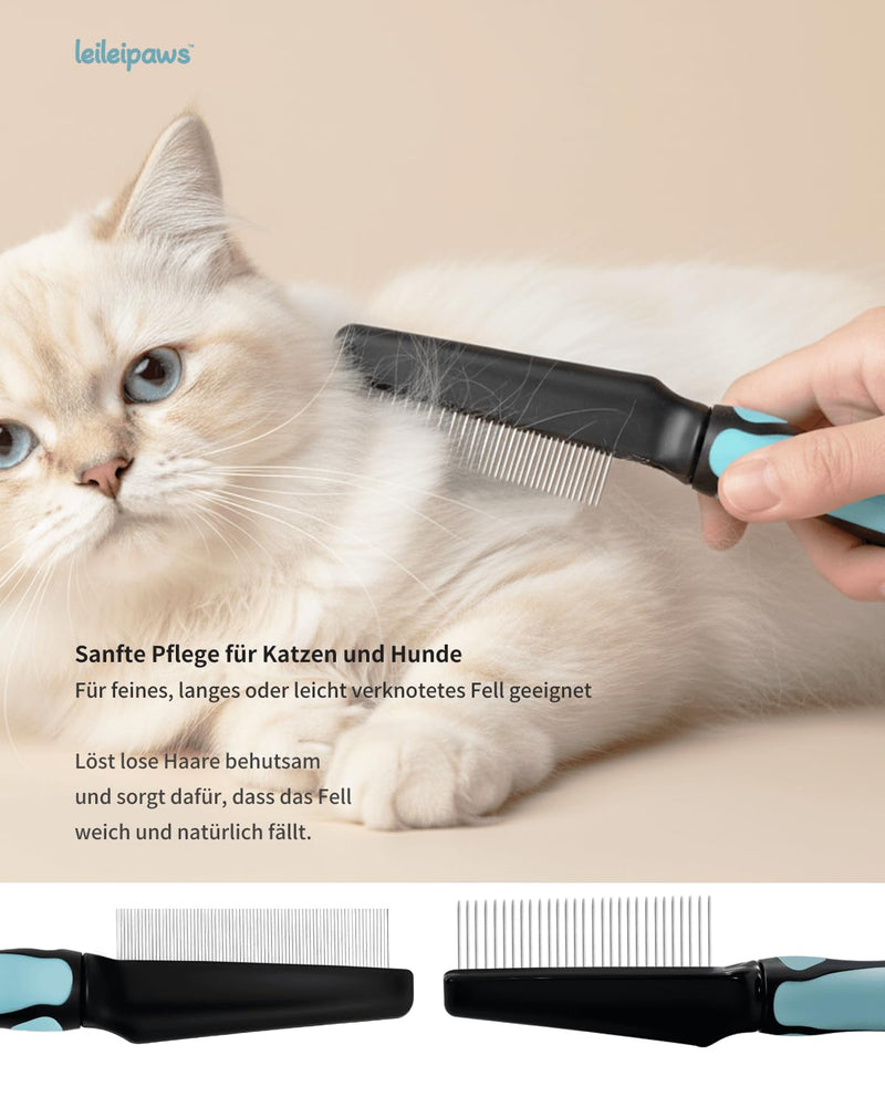 Flea Comb for Short Haired Dogs & Cats - Fine Toothed Lice Comb & Tick Comb Against Fleas, Nits & Dirt - Rustproof Pet Comb with Non-Slip Handle