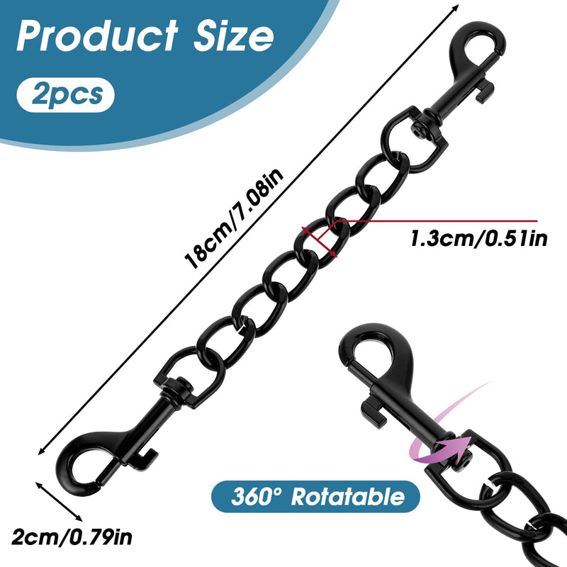 2 PCS Dog Collar Safety Clip Prong Collar Safety Clip Dog Harness Collar Connector 7.1inch Black Metal Double Ended Backup Dog Collar Clip for Dog Harness Chain Dog Necklaces Dog Strap - PawsPlanet Australia