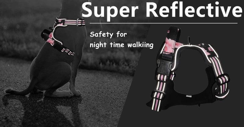No Pull Dog Vest Harness for Medium Dogs with Easy Control Handle Reflective Strap for Puppy Walking,Training, No-Choke Breathable Cute Dog Harness(XSmall, Pink Rose) XS(Neck:10-12",Chest:12.5-17“? - PawsPlanet Australia