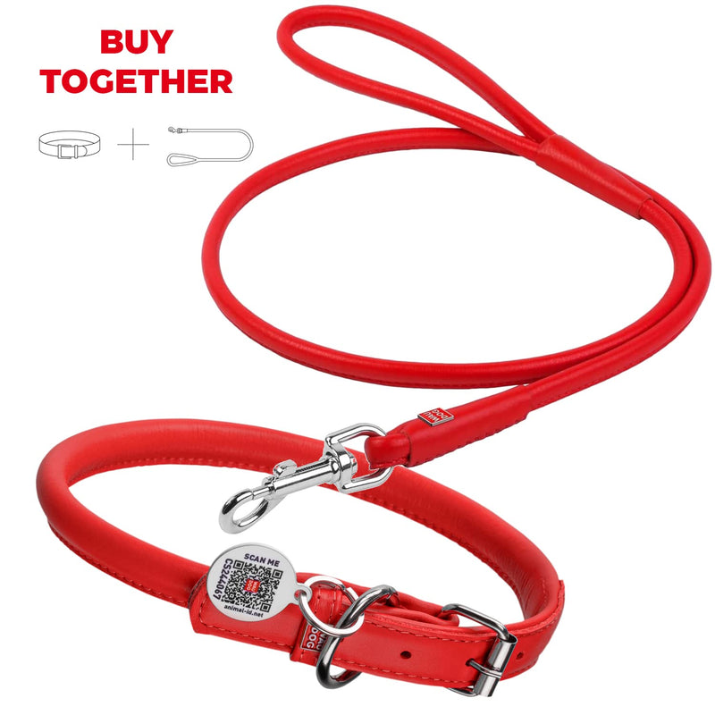 Rolled Leather Dog Leash for Small Medium and Large Dogs - Heavy Duty Leather Puppy Leash for Outdoor Walking Running Training - Strong Dog Leashes for Large Breed Dogs 4Ft * 0.4 in Red