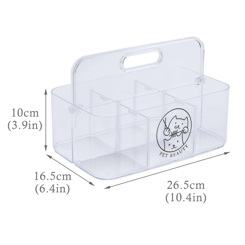 Clear Dog Storage Organizer,Pet Grooming Supplies Organizer with Handle,5 compartments Countertop Caddy, Storage Bin for Dog Cat Grooming Kit,Trimmer,Clipper,Combo,Brush - PawsPlanet Australia