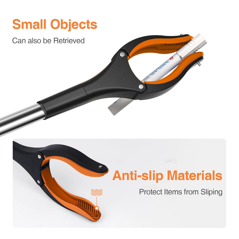 2-Pack Extra Long Grabber Reacher, 32" Foldable Trash Picker Grabber with Strong Magnetic Tip, 90° Rotating Head Trash Gripper, Trash Claw Grabber Tool,Hand Grabber for Reaching Orange - PawsPlanet Australia