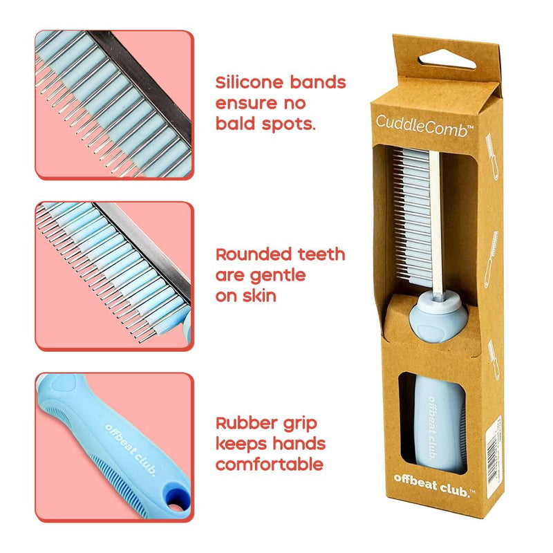 GuineaDad CuddleComb - Pet Brush for Dogs, Cats, Rabbits, and Guinea Pigs - Rubber Grip, Silicone Bands for Shedding, Molting, and Shiny Coat (Short) Short - PawsPlanet Australia