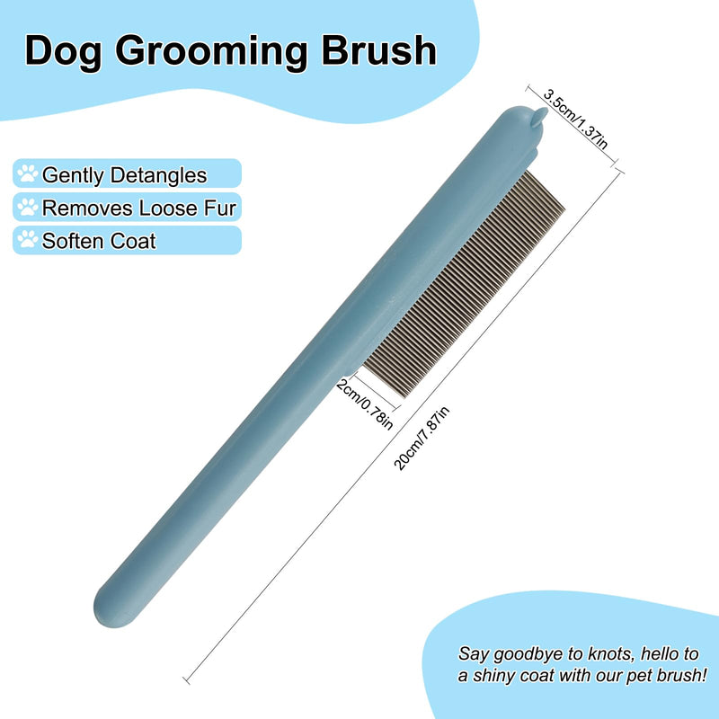 Cute Plastic Dog Comb with Stainless Steel Bristles and Furry Ears Design - Pet Grooming Tool for Removing Dirt and Tangles （Blue） Blue - PawsPlanet Australia