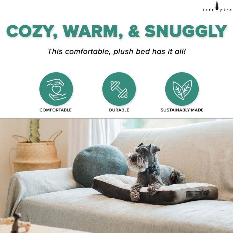 Gusseted Essential Dog Mat, Plush Pet Bed - Deluxe Sleeping Mat for Puppies or Small Dogs - Fluffy, Recycled Fiber Filling, Machine Washable, Fits in Crate (Tan Spotted, Small) Tan Spotted - PawsPlanet Australia
