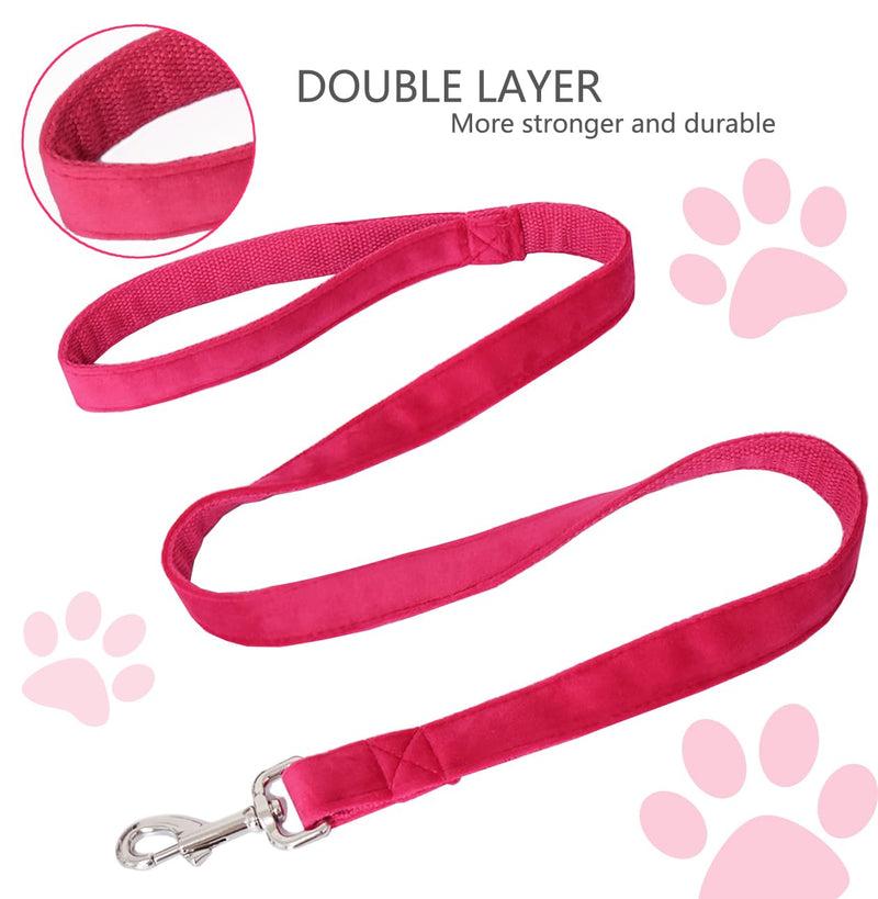 Bubblepup Velvet Dog Leash, 6ft/4ft Heavy Duty Dog Leash for Small Medium Large Dogs Training Leash 4/5 in. x 4 ft. Hot pink - PawsPlanet Australia