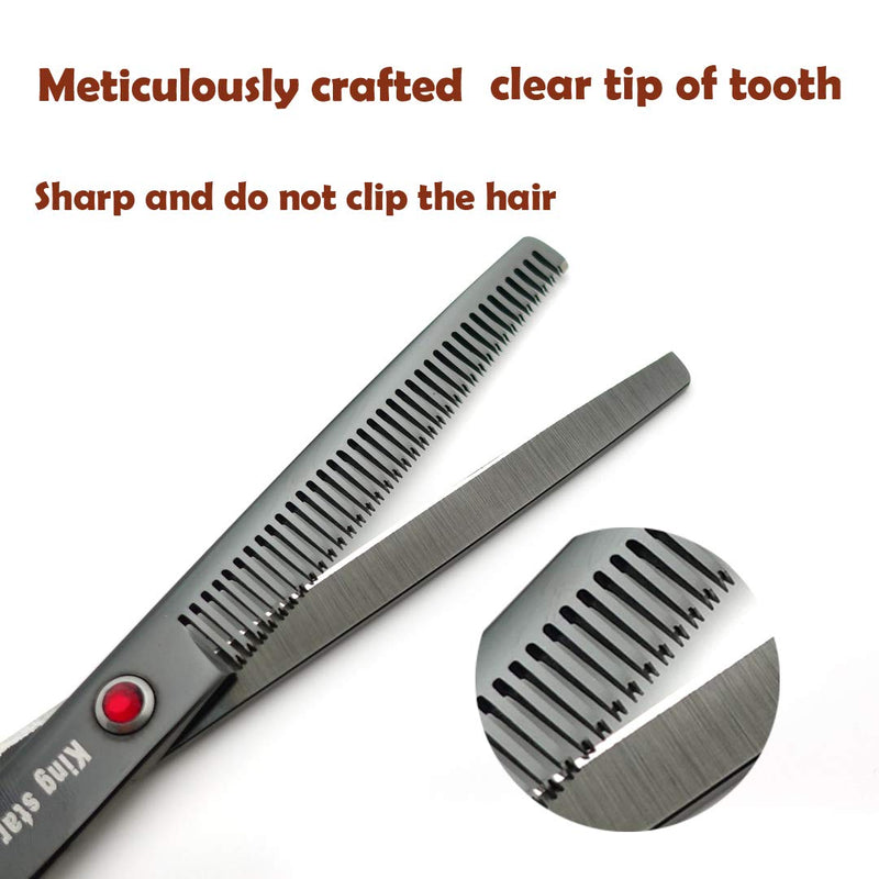 7.0in Titanium Professional dog Grooming Scissors set,Straight & Thinning & Curved scissors 4pcs set for Dog grooming Bright Black With Comb - PawsPlanet Australia