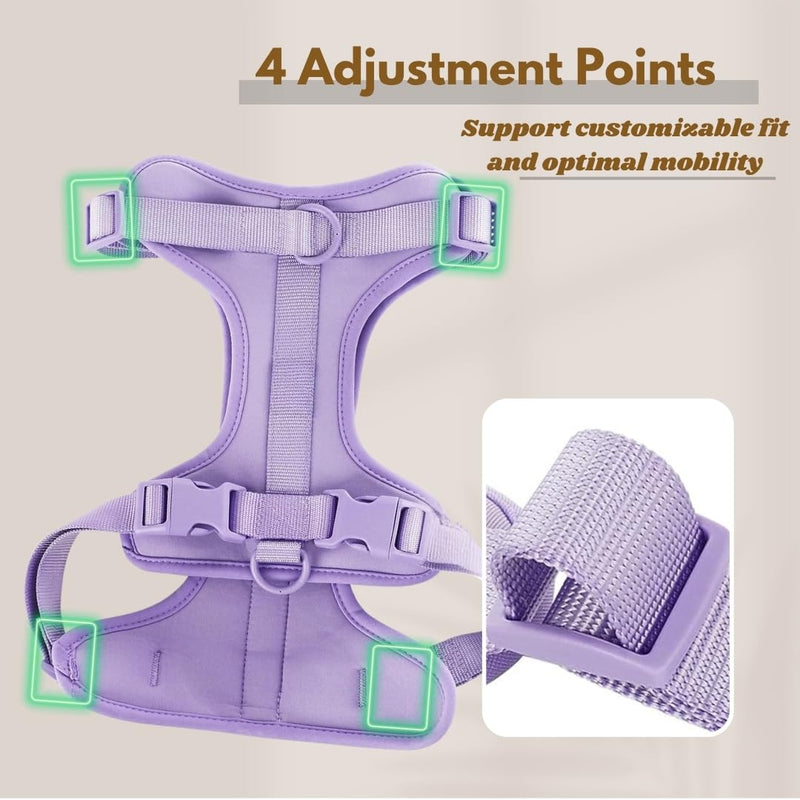 Dog Harness, No-Pull Pet Harness with 3 Leash Clips, Adjustable Soft Padded Dog Vest, Breathable Mesh Cushion for Small Medium Large Dogs (Purple, Medium (Neck:15"-19" Chest 22"-30")) Medium (Neck:15"-19" Chest 22"-30") Purple - PawsPlanet Australia