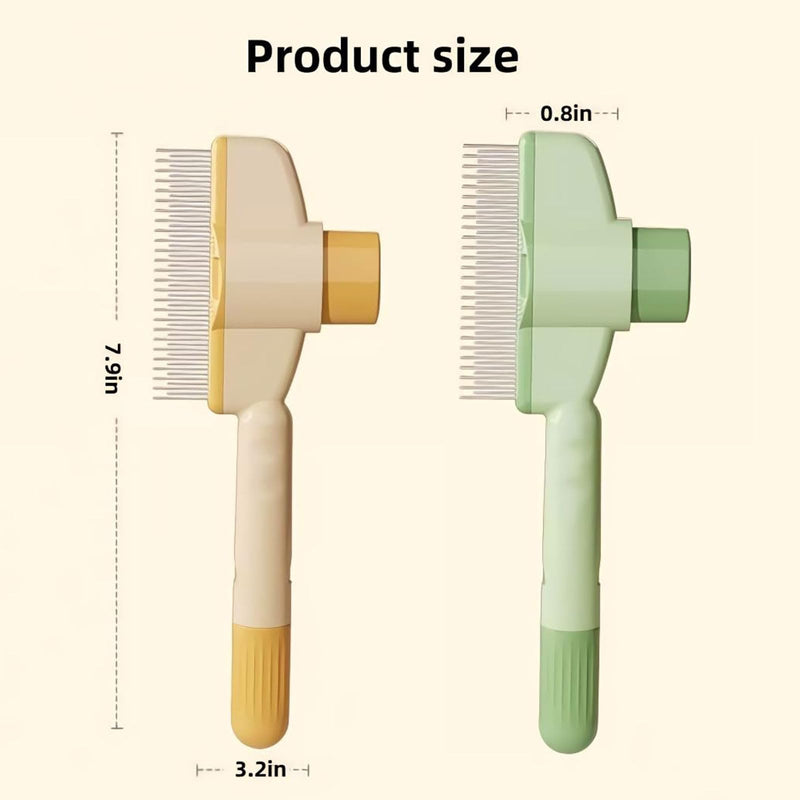 2PCS Pet Comb for Dogs & Cats, Pet Hair Removal Comb with Release Button Self-Cleaning with Long & Short Stainless Steel Metal Teeth for Shedding, Comfort and safety - PawsPlanet Australia