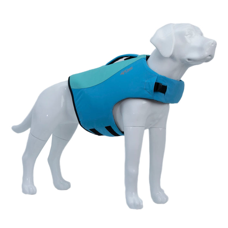 Dog Life Jacket, Sport Style Dog Float Coat with Excellent Buoyancy, Stylish Dog Swimming Safety Vest with Rescue Handle for Small Medium Large Dogs Turquoise L L (Bust 27"-32")