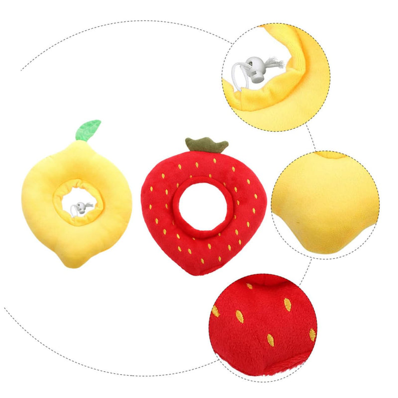 Abaodam 2-Pack Adjustable Soft Cat Neck Collar with Cute Strawberry Lemon Design Elastic Protective Cone for Cats and Small Dogs After Surgery Prevents Scratching and