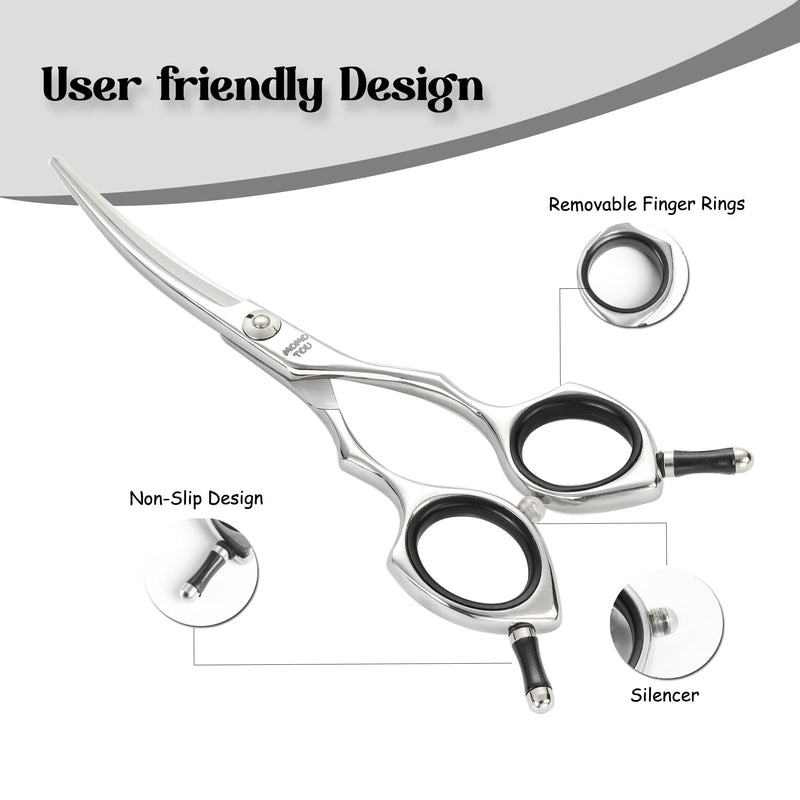 Dog Grooming Scissors 5'' Small Curved Pet Shears Super Light Professional 440C Stainless Steel Pet Shears for Trimming Face and Paws Nose Ear Easy Use. - PawsPlanet Australia