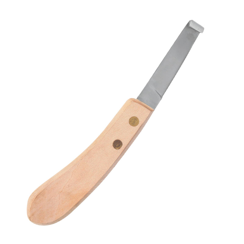 Hoof Knife Single Sided Edge Wide Blade – Stainless Steel Curved Blade Farrier Tool with Fine Wooden Grip, Multipurpose Hoof Trimming Knife for Livestock, 3-Inch Blade, 8.5-Inch Overall Narrow-Blade - RH
