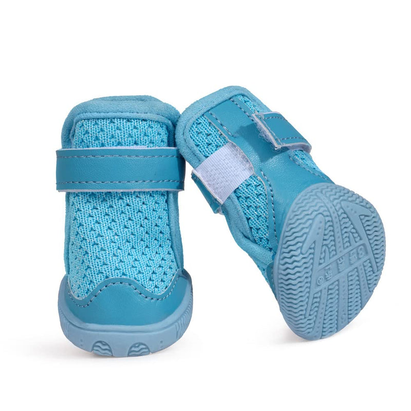 Hdwk&Hped Small Dog Boots, Breathable Mesh Summer Dog Shoes Pink Stylish PU Dog Girl Booties with Durable Non-Slip Rubber Sole (Solide Style - Blue, #3 (6~10lb)) Solide Style - Blue #3 (6~10lb) - PawsPlanet Australia