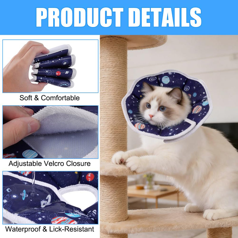 Cat Cone Collar Soft, Adjustable Cat Recovery Collar to Stop Licking Protective Cats Neck Cone After Surgery, Anti-Bite Lick Wound Healing Safety Cone for Small Animal Cats Kittens Puppies, S Blue