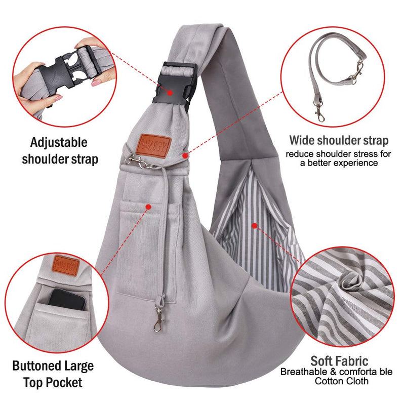 FDJASGY Small Dog Sling Cat Carrier Adjustable Strap Hands Free Reversible Pet Puppy Travel Bag Backpack for Outdoor Travel Grey - PawsPlanet Australia