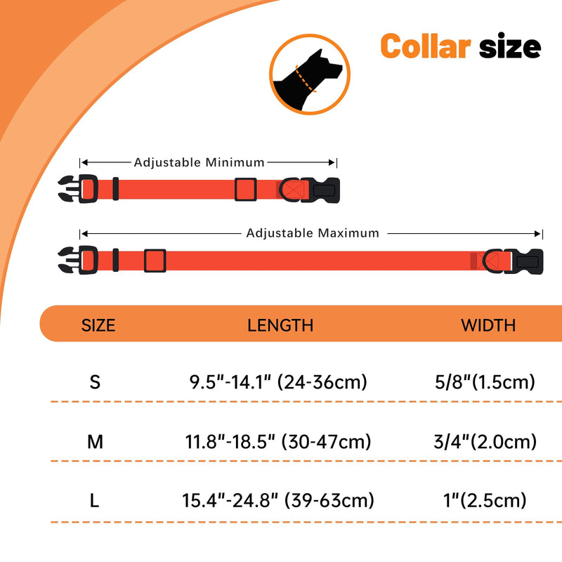 Waterproof Dog Collar, Easy to Clean Rubber Dog Collars with Quick Release Buckle Fits Small Medium or Large Dogs (Orange, L < 15.4-24.8 inch) L (15.4-24.8 inch) Orange - PawsPlanet Australia