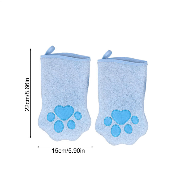 Cat bath gloves, efficient tool, soft microfiber towel for long-haired cats, stable shedding control, ideal for travel, outings, grooming, 2 pieces, sky blue