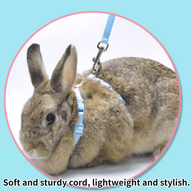 Rabbit Bunny Harness with Leash Adjustable Soft Nylon Harness Rabbit Vest Harness Lead Leash Pink Blue Lead Leash All Season for Small Animals (Blue,S) S - PawsPlanet Australia