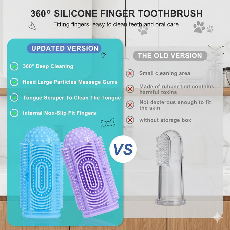 Dog Finger Toothbrush 4-Pack – Pet Tooth Brushing Kit for Dogs & Cats, Puppy & Adult Dental Care – Soft Silicone Finger Brushes for Teeth Cleaning (Blue, Green, Orange, Purple) - PawsPlanet Australia