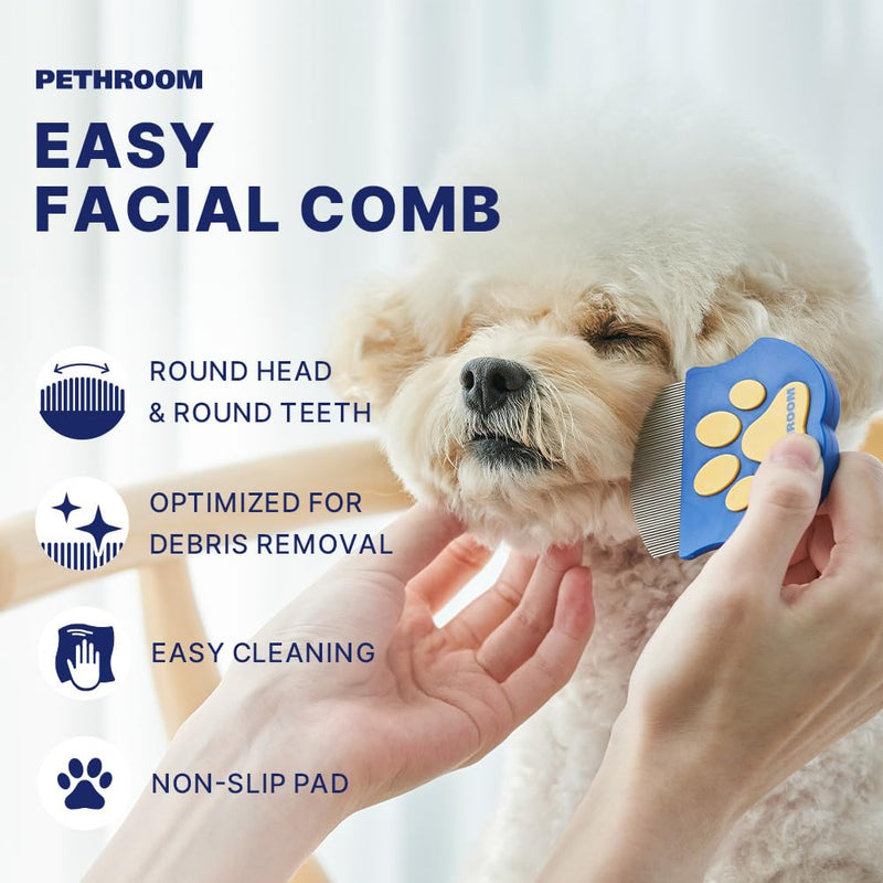 PETHROOM Easy Facial Comb & Matt Splitter – Gentle Tear Stain & Mat Remover for Dogs & Cats, Ultra-Fine Stainless-Steel Teeth & Safe Dematting Blade for Painless Grooming - PawsPlanet Australia