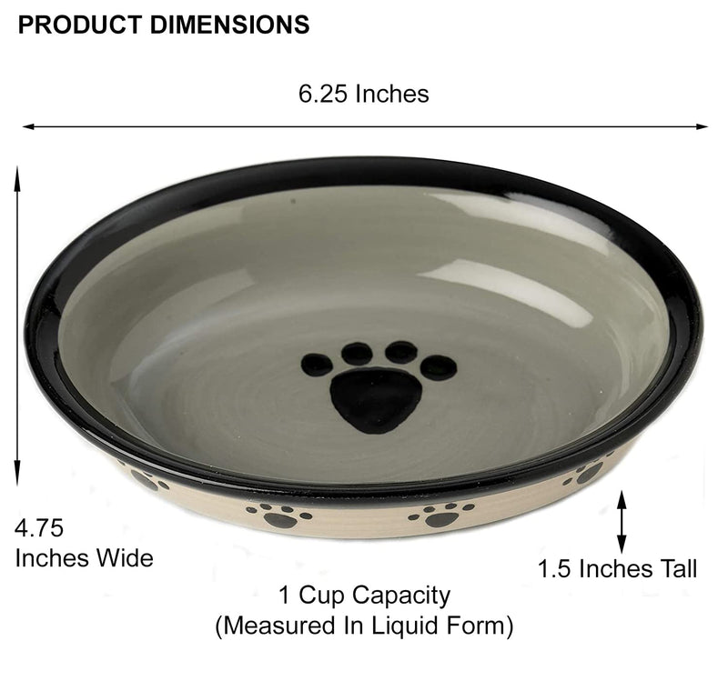 PetRageous 44247 Oval Metro Paws Stoneware Cat Bowl 6.25-Inch Wide and 1.5-Inch Tall Saucer with 1-Cup Capacity and Dishwasher and Microwave Safe for Small Dogs and Cats, Multicolored - PawsPlanet Australia