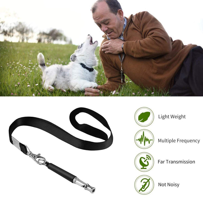 2 Pack Dog Whistle to Stop Barking Neighbors Dog - Adjustable Ultrasonic Silent Dog Whistle for Professional Training & Bark Control, with Lanyard (Black) - Effective Recall & Long Range - PawsPlanet Australia