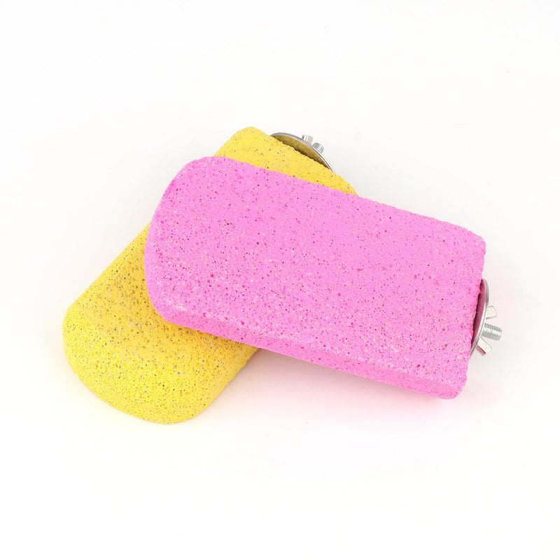 Wontee Bird Chewing Toys Grinding Beak Bird Perch Stand for Budgies Parakeets Cockatiels Lovebirds Conures Rats Squirrels, 2 Packs (Yellow+Fuchsia) Yellow+Fuchsia - PawsPlanet Australia
