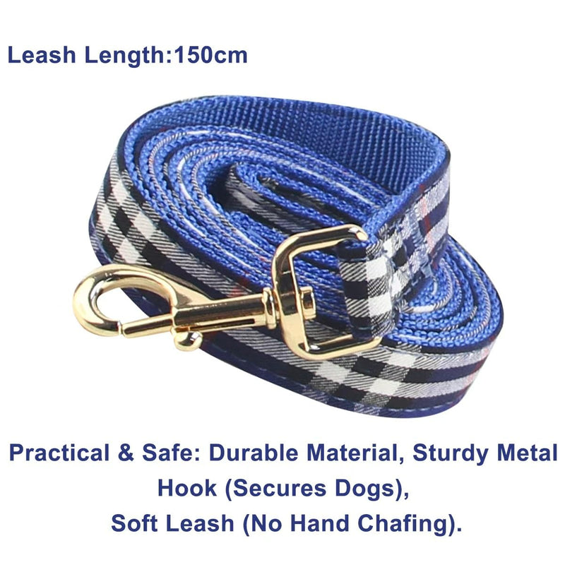 SuperBuddy Cute Dog Harness and Leash,Adjustable and No Pull Harness with Safety Buckle for Small Medium Large Pet M blue-02 - PawsPlanet Australia