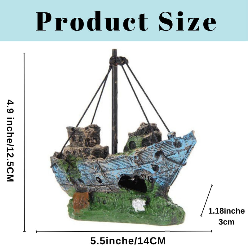 Fish Tank Decorations, Resin Shipwreck Aquarium Decor for Tank, Sunken Ship Aquarium Decorations Large, Betta Fish Tank Accessories, Wrecked Ship Fish Hideout Freshwater Saltwater Tanks - PawsPlanet Australia