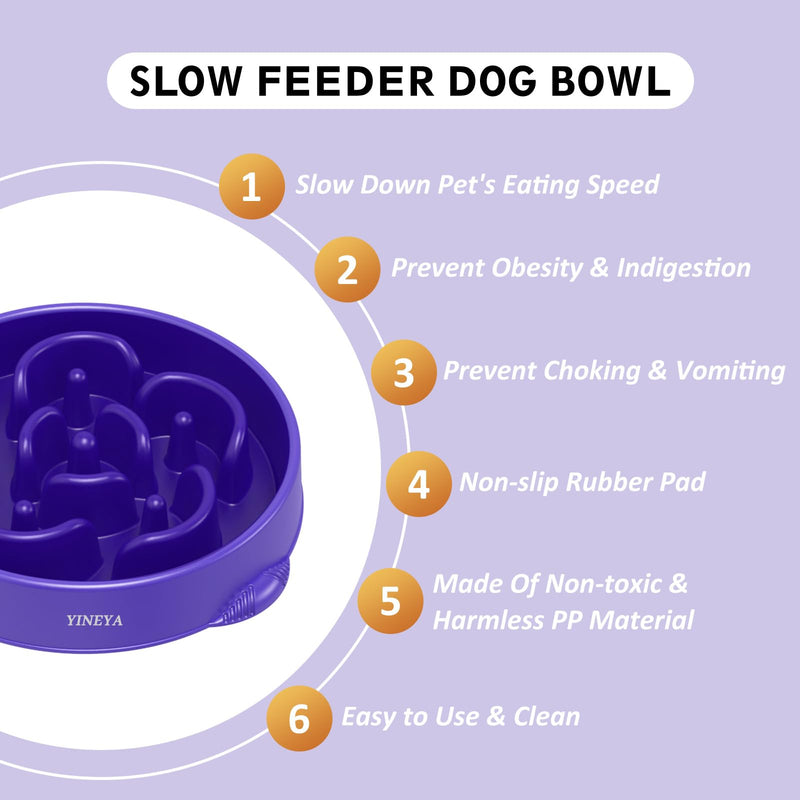 1Pcs Slow Feeder Dog Bowls Large Breed, Dog Slow Feeder Bowl, Large Dog Bowl Slow Feeder, Maze Dog Food Bowl Slow Feeder, Dog Puzzle Feeder, Pet Food Slow Eating Dowl Bowl 4 Cups(Purple) - PawsPlanet Australia