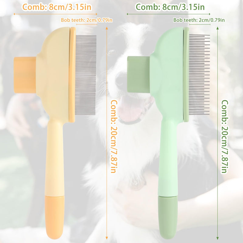 2pcs Pet Shedding Brush, Pet Hair Remover Comb with Release Button Self-Cleaning Grooming Brush for Deshedding Dogs Cats Short & Long Loose Hairs (Green, Yellow) - PawsPlanet Australia