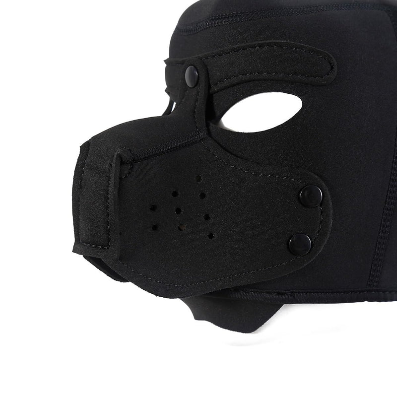 Pup Hood, Pup Play Hood, Removable Dog Full Face Pup Hood (Black) Black - PawsPlanet Australia