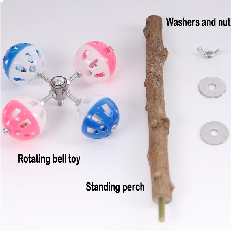 Pepper Wood Bird Perch Toy with Rotating Balls,Bird Stand Toy for Parakeet, Natural Wood Stand Perch Toy for Metal Cage, Fun Toy for Parrots Cockatiels Budgies Budgerigars Parrotlets Lovebirds Ringne Natural pepper wood - PawsPlanet Australia