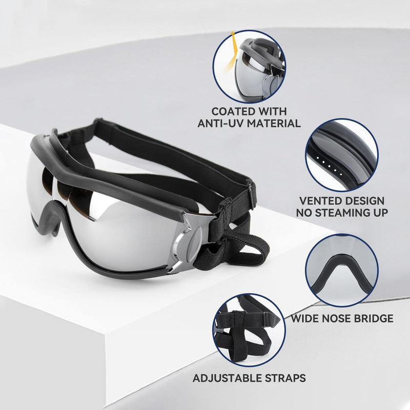 Dog Goggles and Helmet Set - Anti-dust UV Protection Sunglasses, Durable Motorcycle Helmet With Ear Hole, Adjustable Pet Glasses for Medium to Large Dogs - Black - PawsPlanet Australia