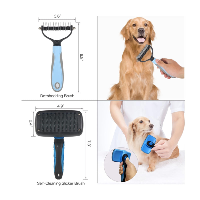 7‑in‑1 Pet Deshedding Tool, Dog Grooming Brush Set, Dog Brush Combo, Pet Deshedding Brush, Flea & Grooming Comb, Carpet & Bath Hair Remover - PawsPlanet Australia