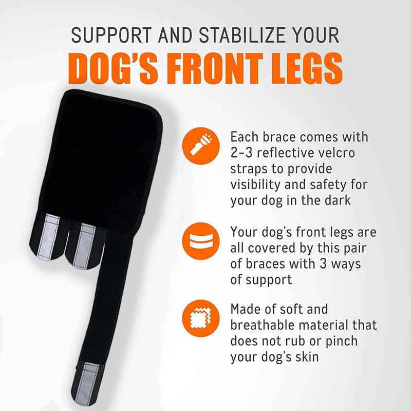 ROZKITCH Dog Leg Protector for Rear Hock Joint or Front Leg Brace, 1 Pair of Dog Leg Compression Wrap Sleeve for Anti Licking Carpal Support Ankle Support Protect Injury Sprain Torn ACL CCL Black L Large - PawsPlanet Australia