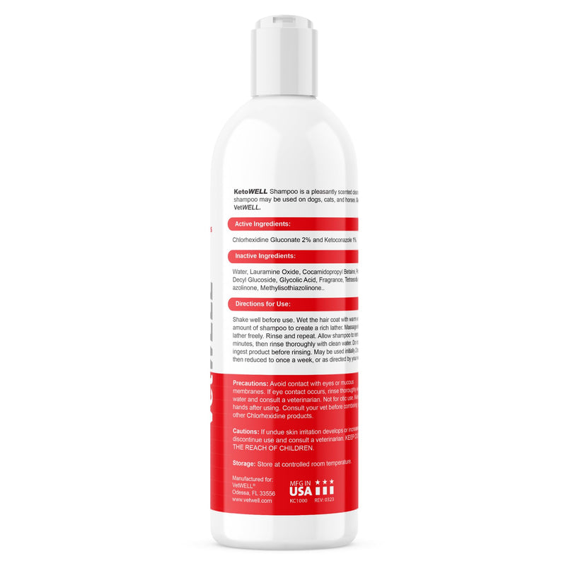 KetoWELL Topical Shampoo for Dogs, Cats and Horses - 16 Oz - PawsPlanet Australia