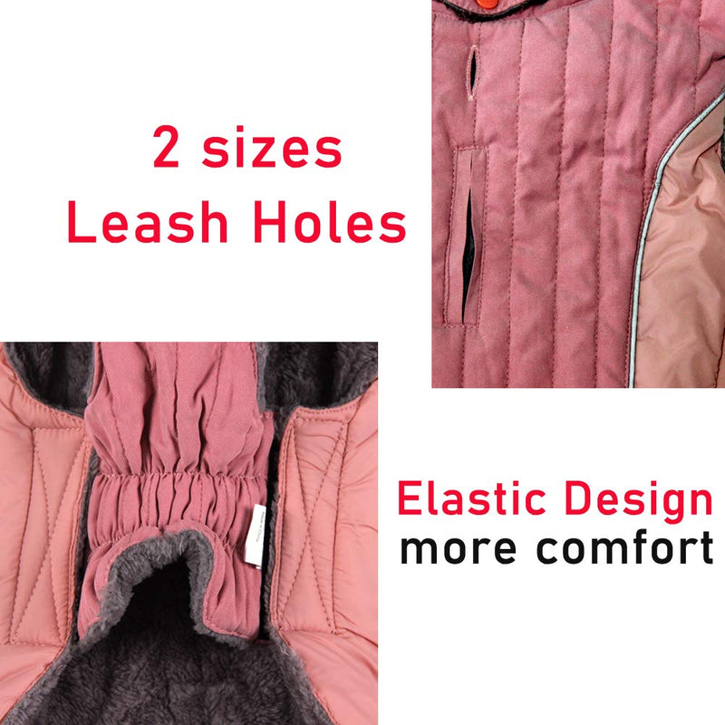 Fleece Dog Hoodie for Medium Dogs Super Warm Doggie Jacket for Cold Winter Dog Coats,Pink L Large (Pack of 1) Pink