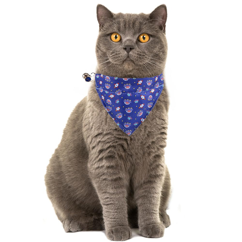 Cat Collar Breakaway with Cute Bandana and Bell Accessories for Kitty Adjustable Safety bandana universe+dinosaur