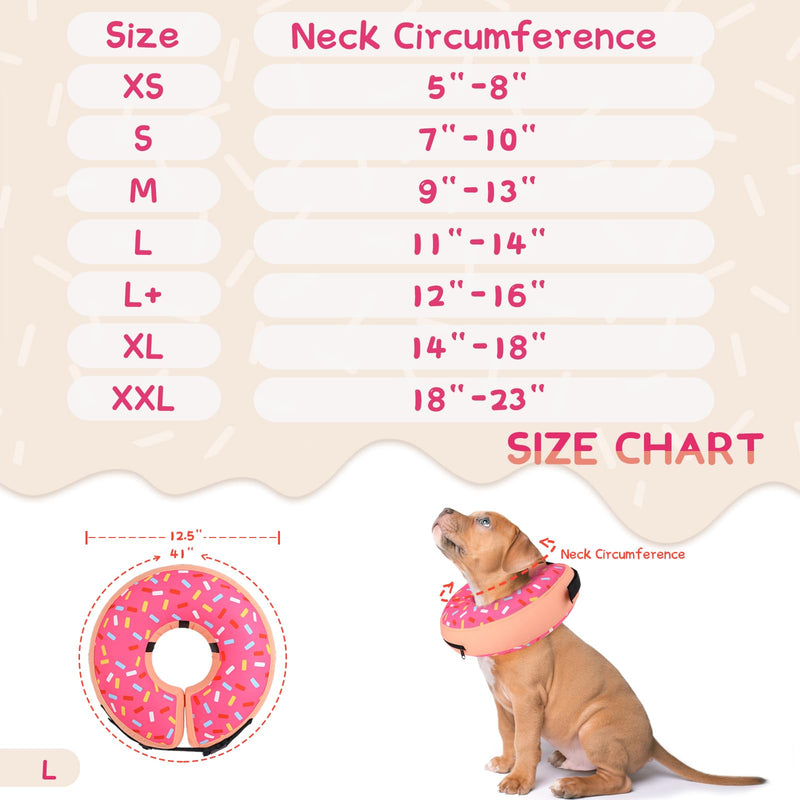 Supet Inflatable Dog Cone Collar Alternative After Surgery, Dog Neck Donut Collar Recovery E Collar, Soft Dog Cone for Small Medium Large Dogs Donut Pink L(Neck 11"-14") - PawsPlanet Australia