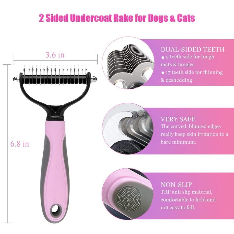 Cat Grooming Kit - 2 Pack Deshedding Brush for Indoor Cats, Shedding & Pet Hair Removal - Suitable for Dogs, Horses - Professional Slicker Brush - PawsPlanet Australia